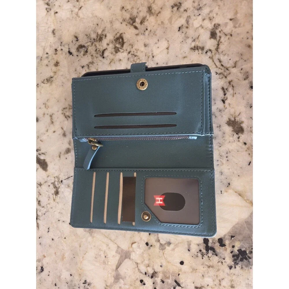 Green Synthetic Leather Wallet Case for iPhone 12 with Strap, Card Pocket